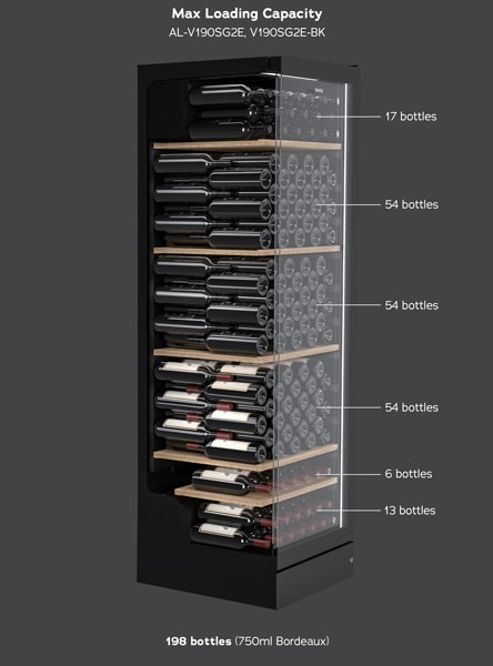 198 Bottle Single Multi Temp Large Wine Chiller Vintec SG