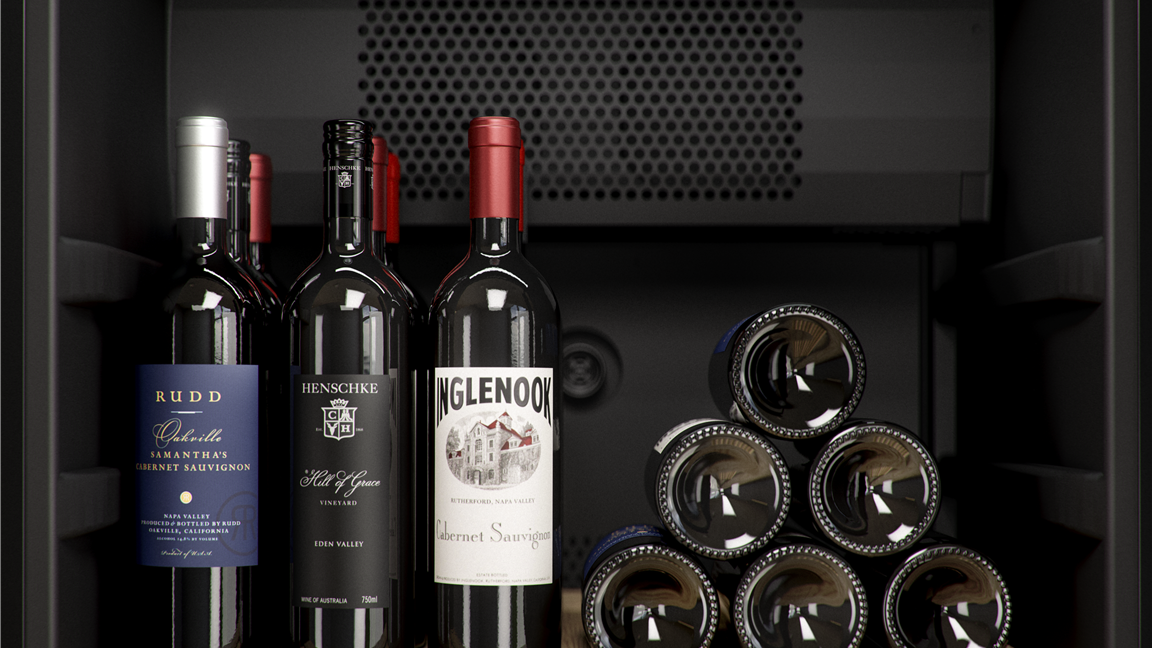 Unique Vintec Flexible Shelving with &quot;Hospitality Mode&quot;